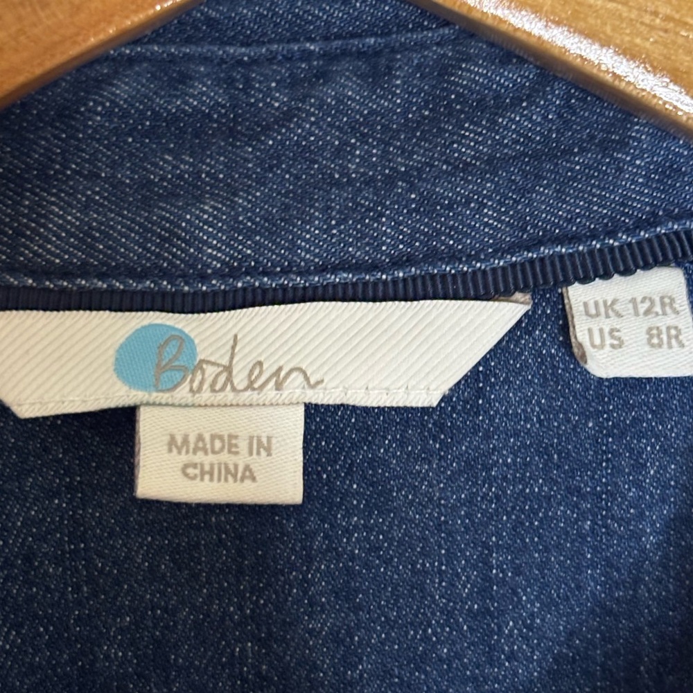 Boden Blue Denim Long Sleeve Belted  Dress - Picture 2 of 11